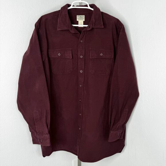 LL Bean Men's Chamois Shirt Traditional Fit Flannel Shirt Deep Wine Size XL Tall - Picture 3 of 6